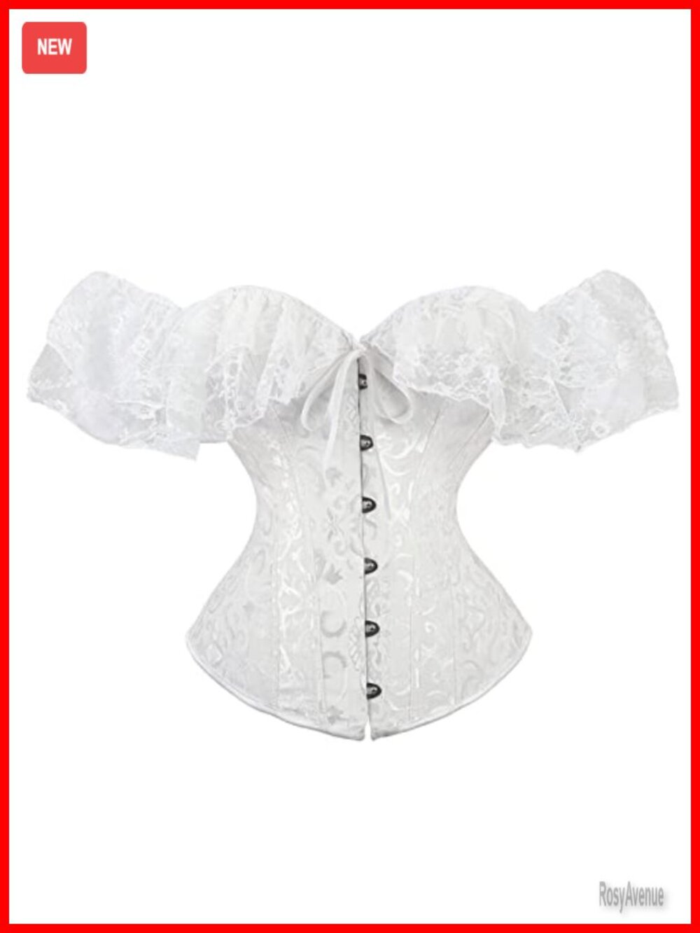 Women's Renaissance Corset Top Lace Ruched Sleeves Overbust Victorian Costume